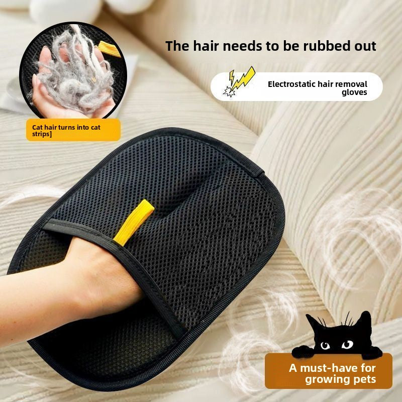 Bidirectional brush for pet electrostatic hair removal gloves
