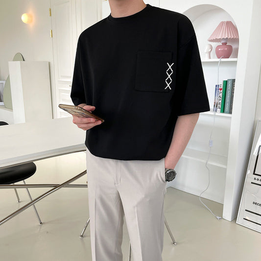 Embroidered Short-sleeved T-shirt Men's Summer Design Sense Niche