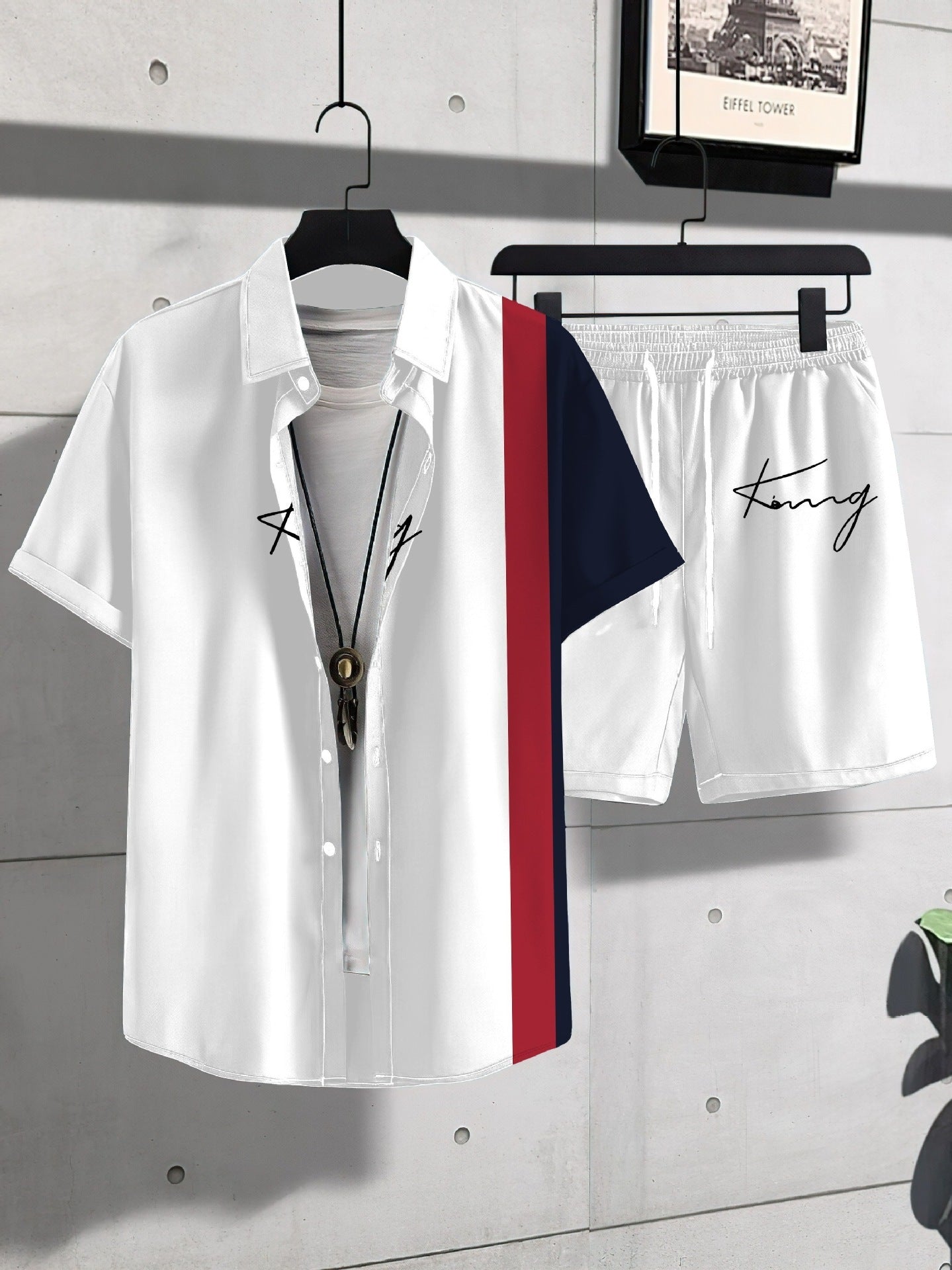 Fashion Trend Animal Pattern Casual Short Sleeve Shirt Shorts Suit