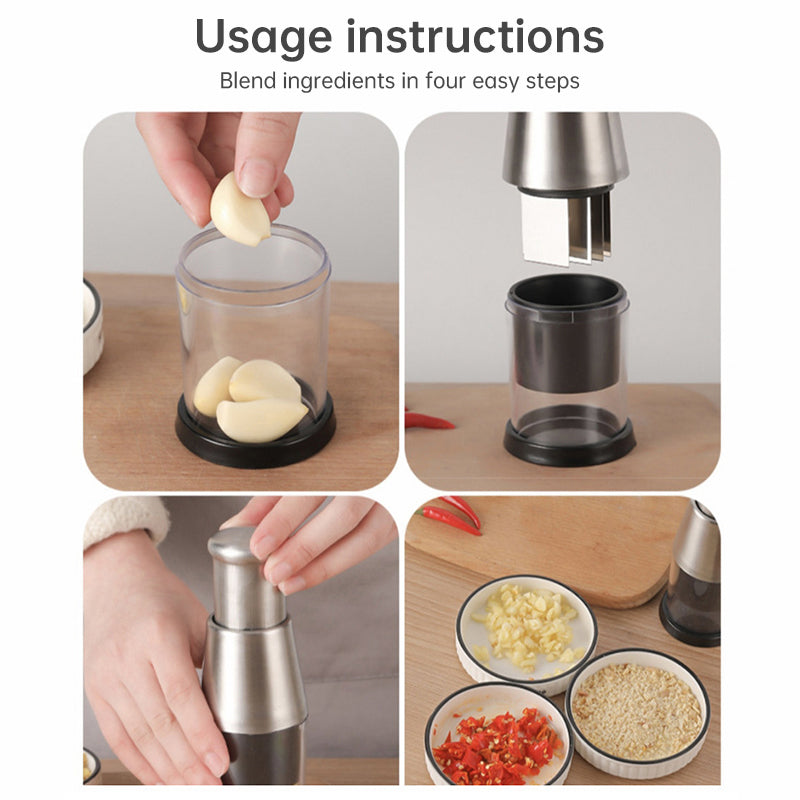 Stainless Steel Manual Kitchen Chopper (for garlic, ginger, herbs, nuts)