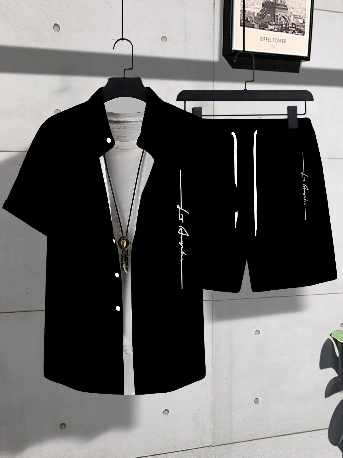 Fashion Trend Animal Pattern Casual Short Sleeve Shirt Shorts Suit