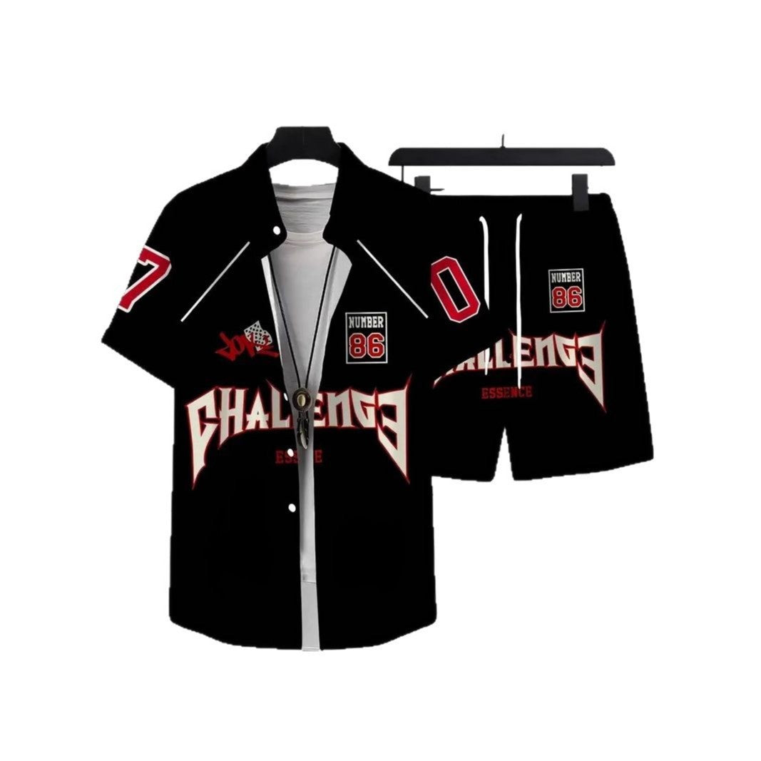 Fashion Trend Animal Pattern Casual Short Sleeve Shirt Shorts Suit