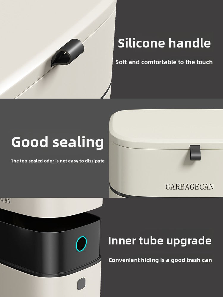 Wall-mounted trash can in the kitchen