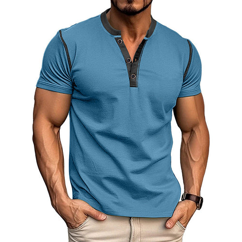 Fashion Short-sleeved Polo Shirt Summer Button V-neck T-shirt Tops