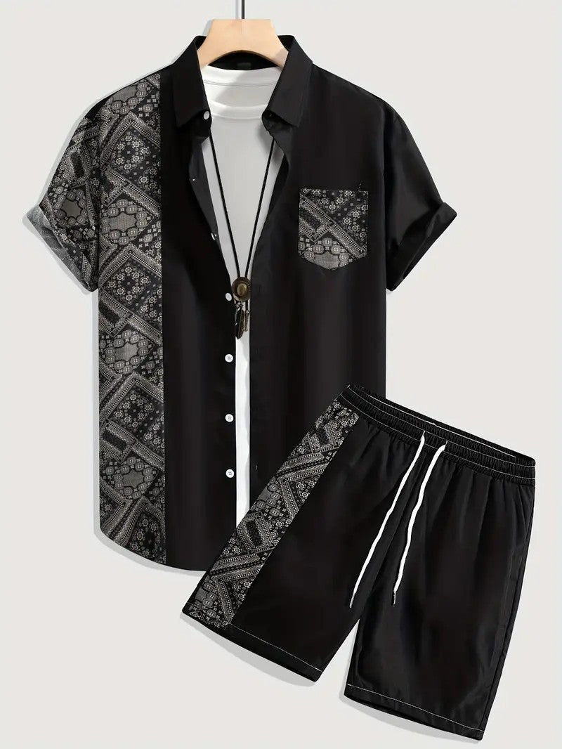 Fashion Trend Animal Pattern Casual Short Sleeve Shirt Shorts Suit