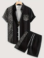 Fashion Trend Animal Pattern Casual Short Sleeve Shirt Shorts Suit