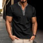 Fashion Short-sleeved Polo Shirt Summer Button V-neck T-shirt Tops