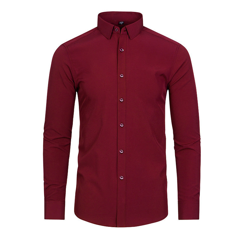 Full Elastic Force Non-ironing Men's Long-sleeved Shirt