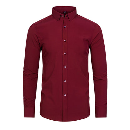 Full Elastic Force Non-ironing Men's Long-sleeved Shirt