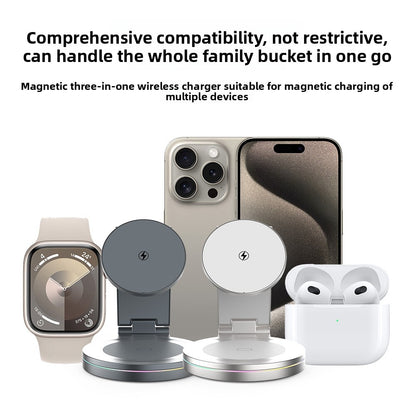 Three-in-one magnetic wireless charger