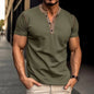 Fashion Short-sleeved Polo Shirt Summer Button V-neck T-shirt Tops
