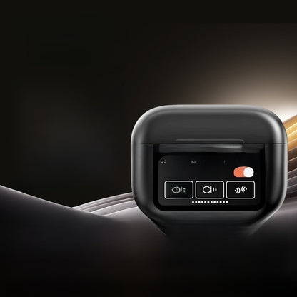 In-ear noise-cancelling wireless headphones with a screen