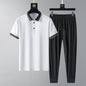Summer Quick-drying Breathable Casual Long Pants Men's Polo Shirt Two-piece Suit
