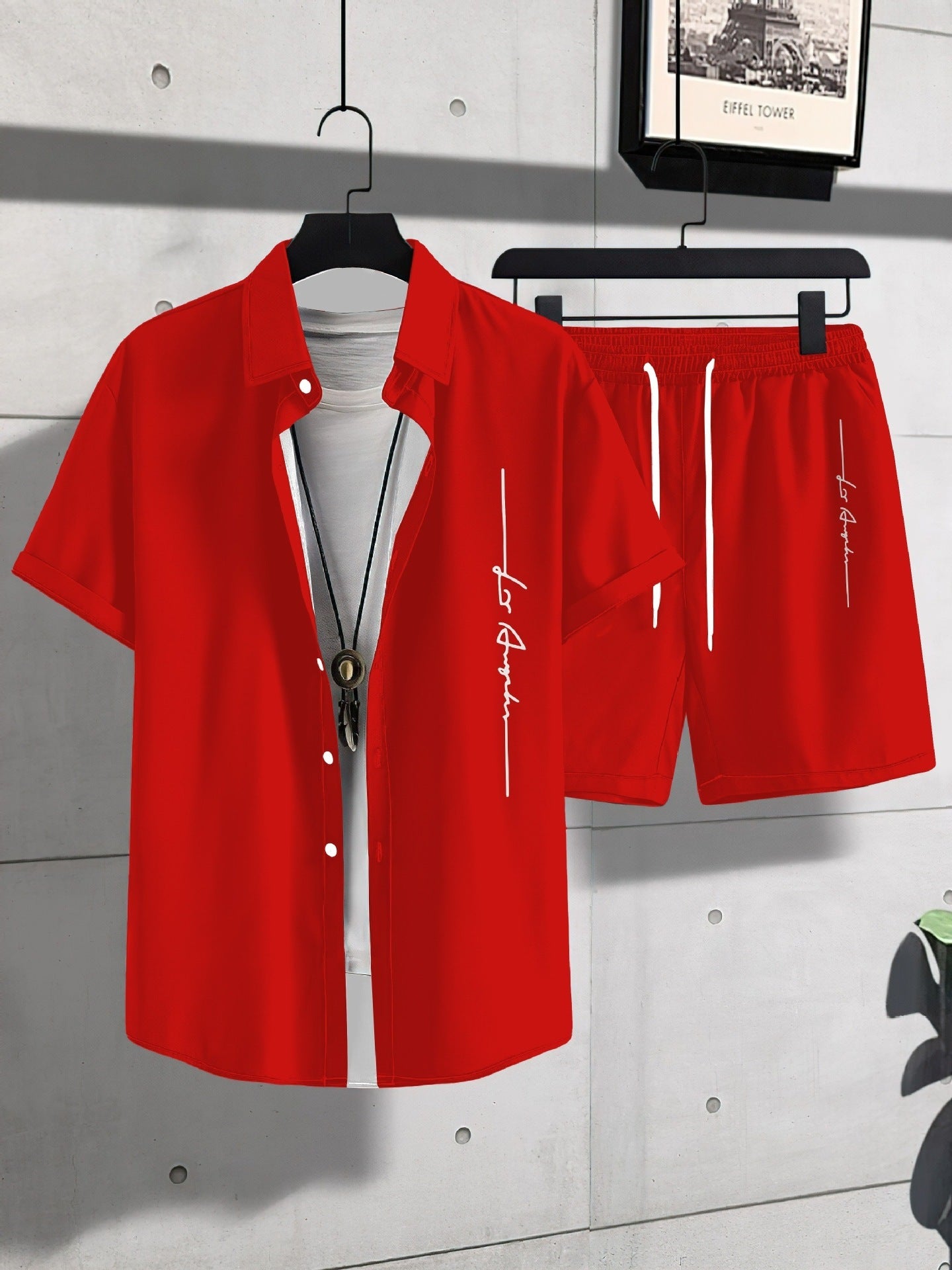 Fashion Trend Animal Pattern Casual Short Sleeve Shirt Shorts Suit