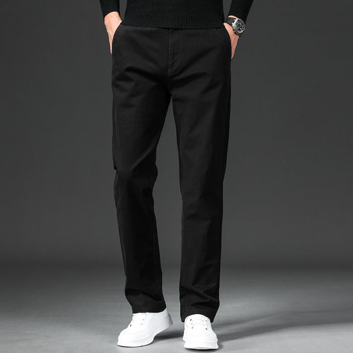 Fall Slim Fit Pencil Pants Thick Twill Cotton Casual Pants