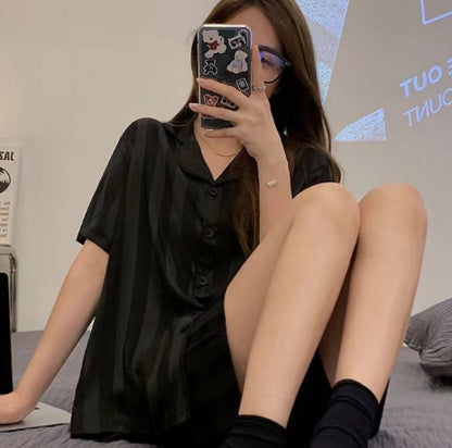 Women's Ice Silk Long Sleeve Home Pajama Set