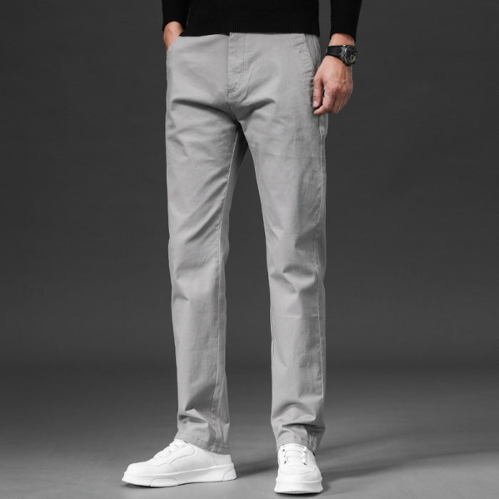 Fall Slim Fit Pencil Pants Thick Twill Cotton Casual Pants