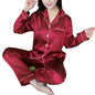 Women's Ice Silk Long Sleeve Home Pajama Set