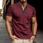 Fashion Short-sleeved Polo Shirt Summer Button V-neck T-shirt Tops