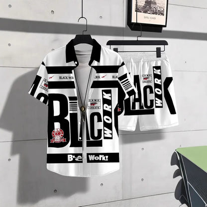 Fashion Trend Animal Pattern Casual Short Sleeve Shirt Shorts Suit