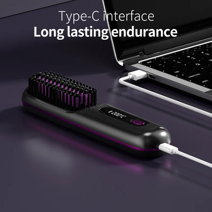 Home Travel Wireless Straightener, Digital Adjustable Styling Tool, Women's Straight Hair Comb, Safe And Easy To Use