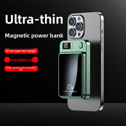 Magnetic wireless fast-charging portable battery