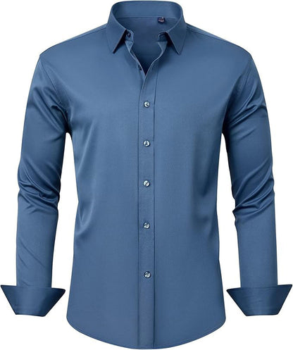Full Elastic Force Non-ironing Men's Long-sleeved Shirt