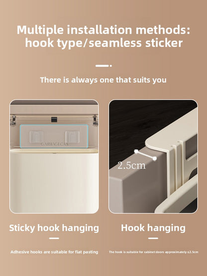 Wall-mounted trash can in the kitchen