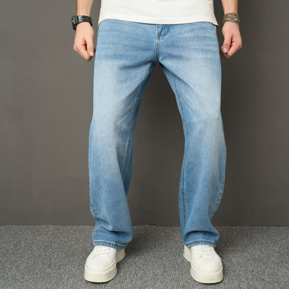 JEANS loose wide leg straight pants men