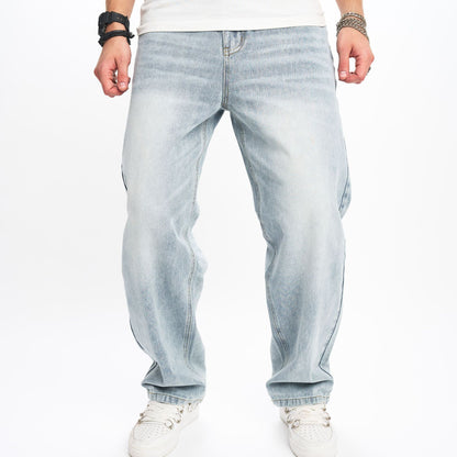 JEANS loose wide leg straight pants men