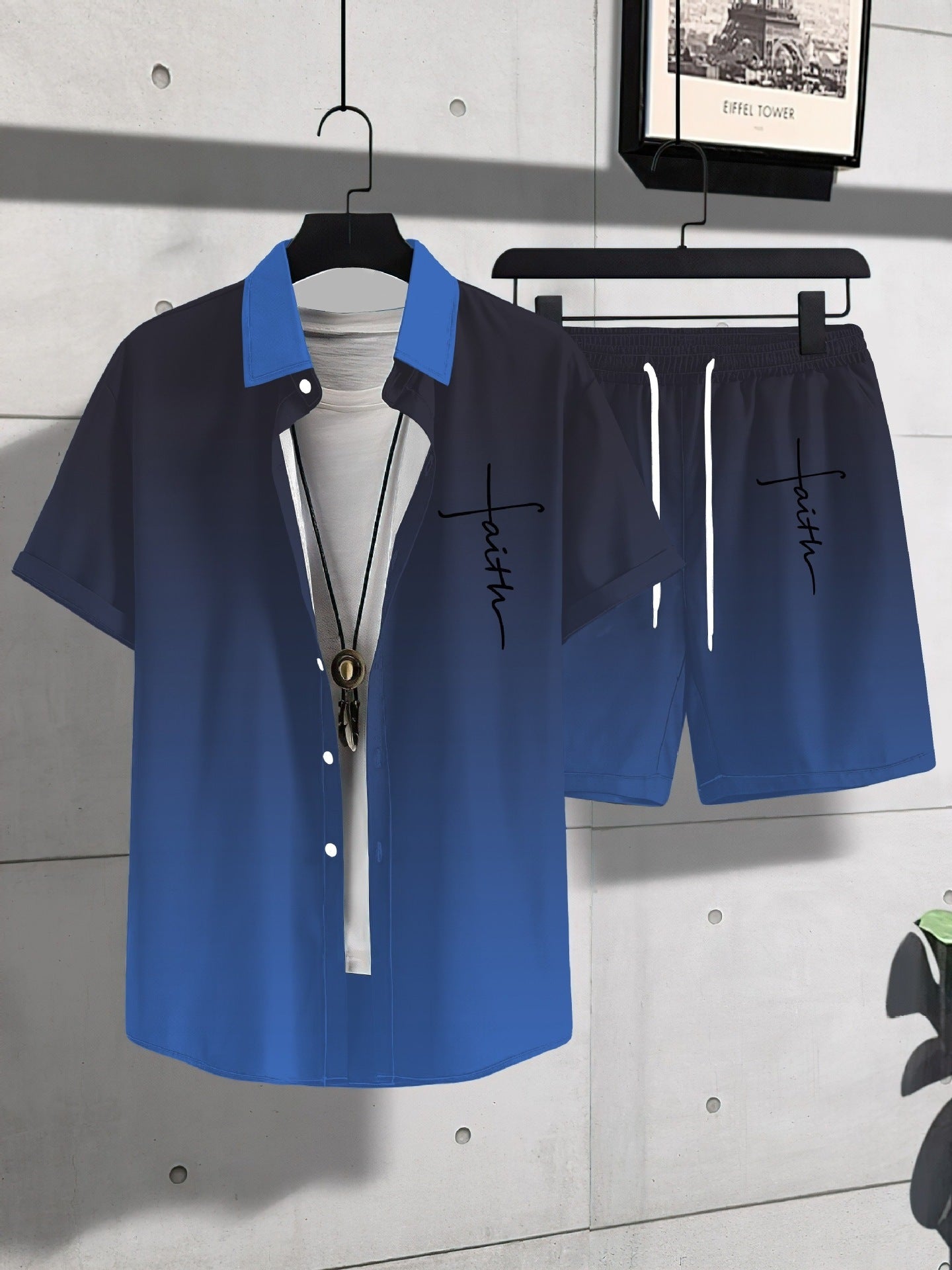 Fashion Trend Animal Pattern Casual Short Sleeve Shirt Shorts Suit