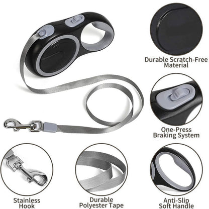 Retractable Dog Leash (5m/8m, 50kg capacity) – Adjustable, durable, for small/big dogs (walking, hiking)