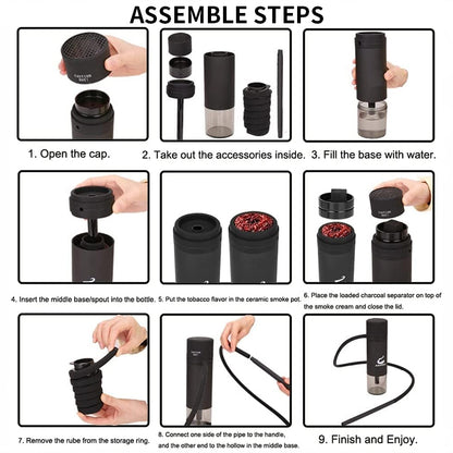 Portable smoking pipes, ceramic dry-burning hookah bowls, glass bowls, tobacco pipes, travel shisha pipe accessories