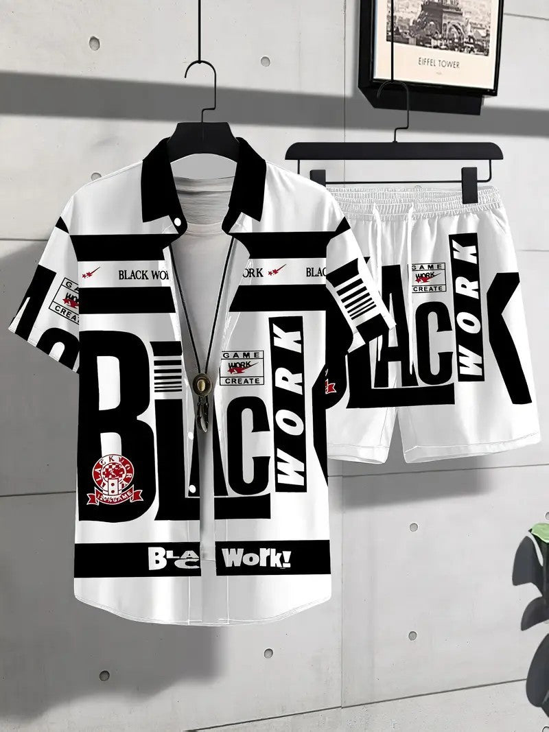 Fashion Trend Animal Pattern Casual Short Sleeve Shirt Shorts Suit