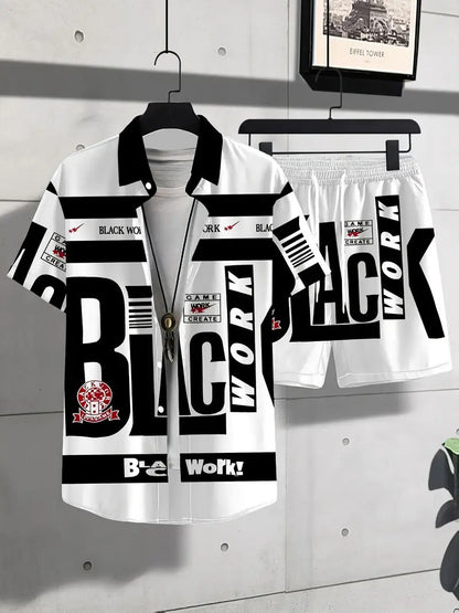 Fashion Trend Animal Pattern Casual Short Sleeve Shirt Shorts Suit