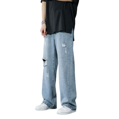 Trendy Loose Fit Wide-Leg Floor-Length Jeans