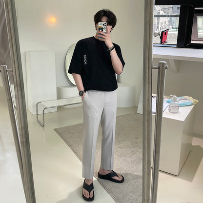 Embroidered Short-sleeved T-shirt Men's Summer Design Sense Niche