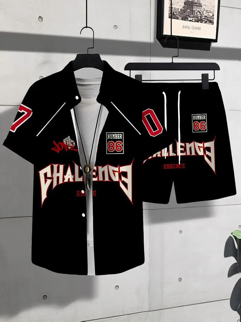 Fashion Trend Animal Pattern Casual Short Sleeve Shirt Shorts Suit