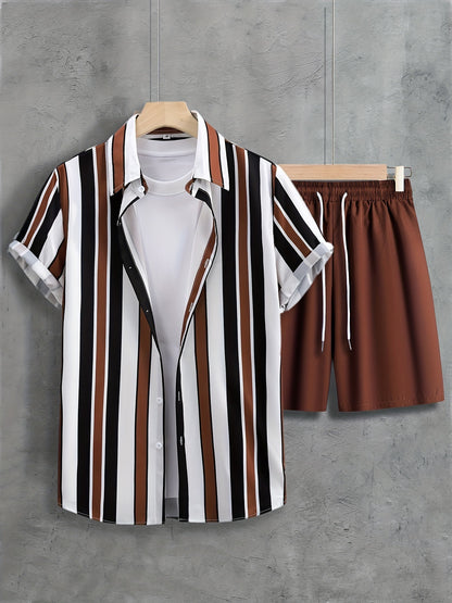 Fashion Trend Animal Pattern Casual Short Sleeve Shirt Shorts Suit