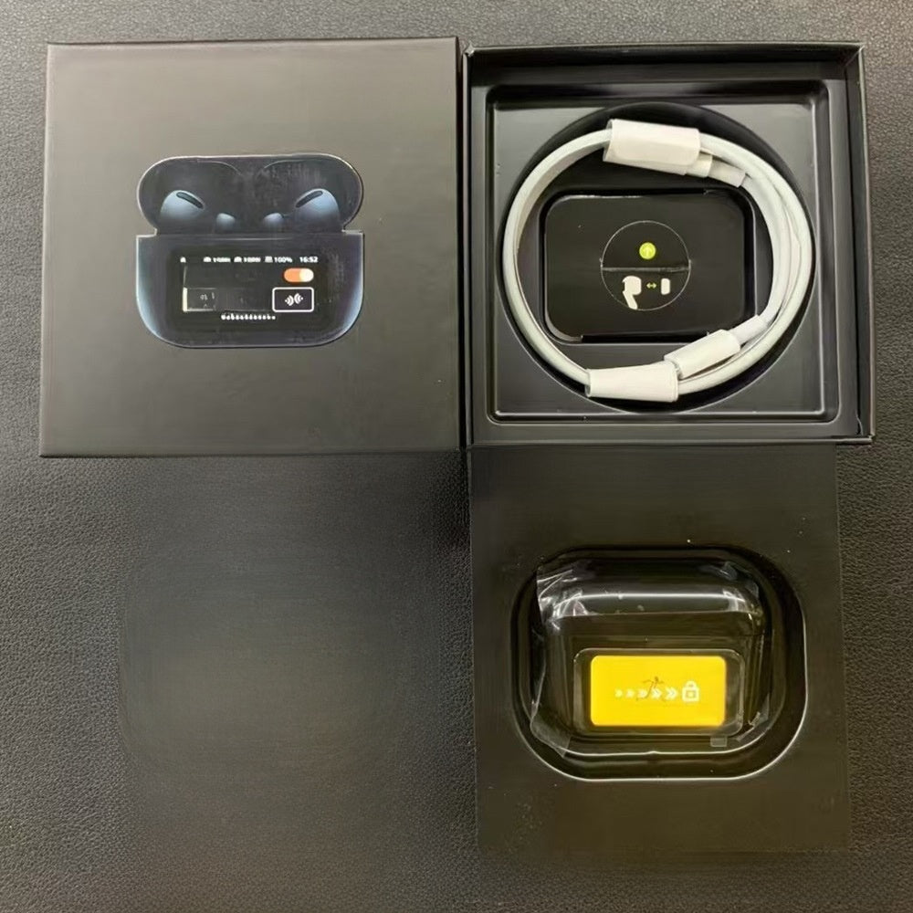 In-ear noise-cancelling wireless headphones with a screen