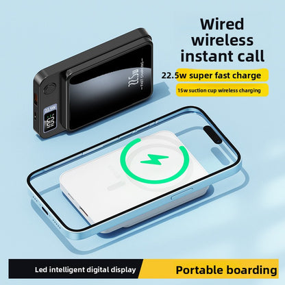 Magnetic wireless fast-charging portable battery