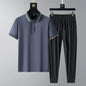 Summer Quick-drying Breathable Casual Long Pants Men's Polo Shirt Two-piece Suit