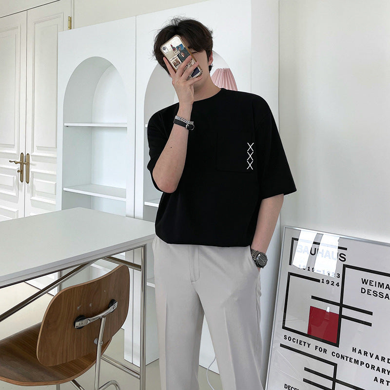 Embroidered Short-sleeved T-shirt Men's Summer Design Sense Niche