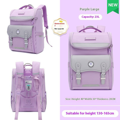 Primary School Students Grade One Two Three To Six Children Burden Relief Spine Protection Super Lightweight Backpack