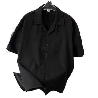 Retro Cuban Collar Short Sleeve Shirt for Men and Women