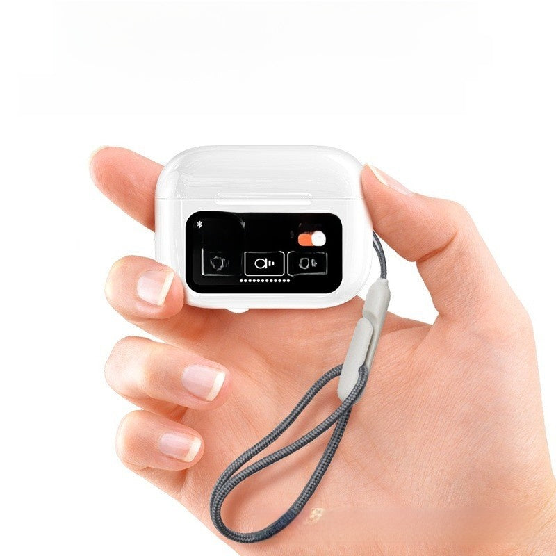 In-ear noise-cancelling wireless headphones with a screen