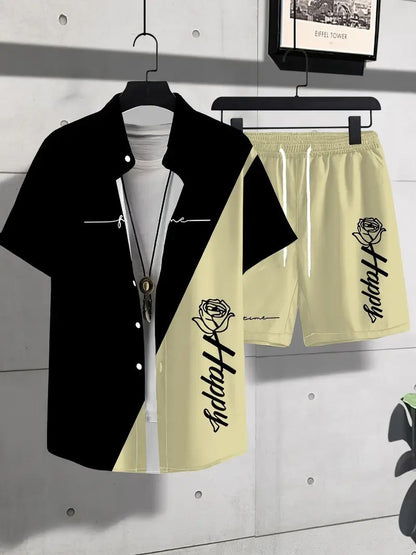 Fashion Trend Animal Pattern Casual Short Sleeve Shirt Shorts Suit