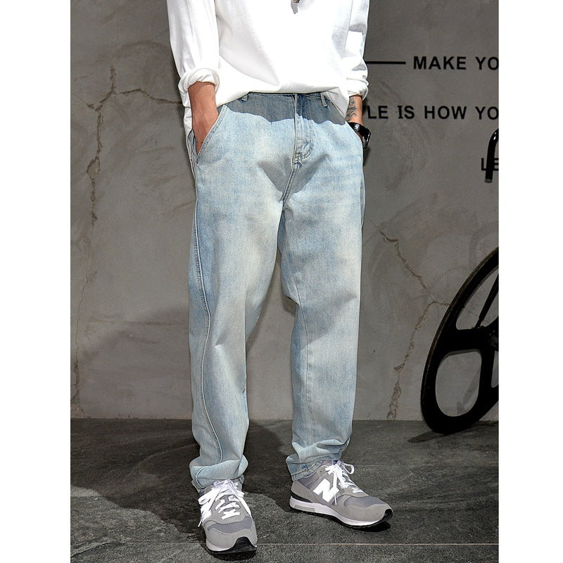 Fashionable All-match Light Blue Jeans For Men