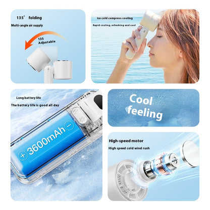 Semiconductor Ice Cooling Handheld Fan Foldable