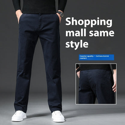 Fall Slim Fit Pencil Pants Thick Twill Cotton Casual Pants